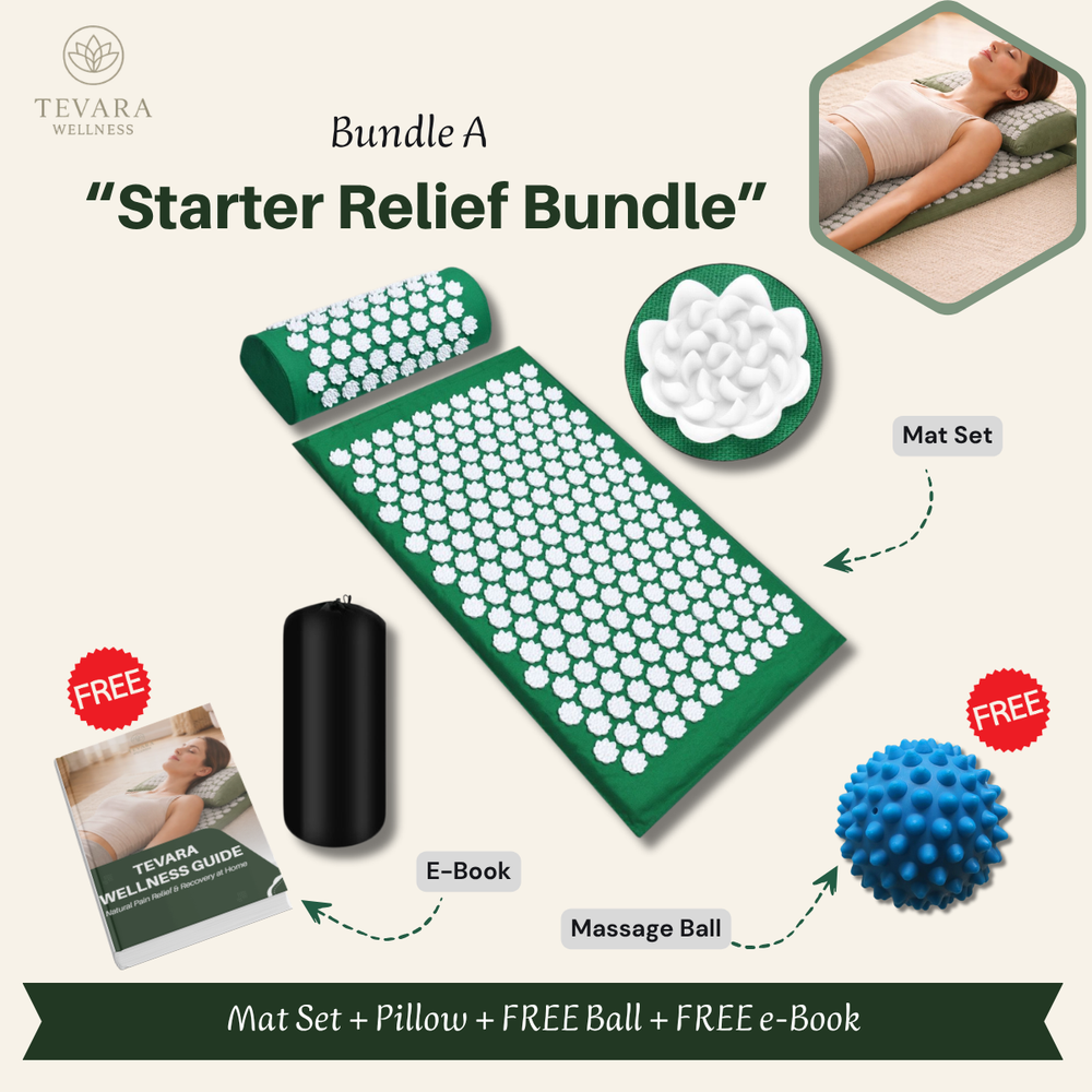 Acupressure Mat Set for Back Pain & Stress Relief - Full Body Therapy | TEVARA