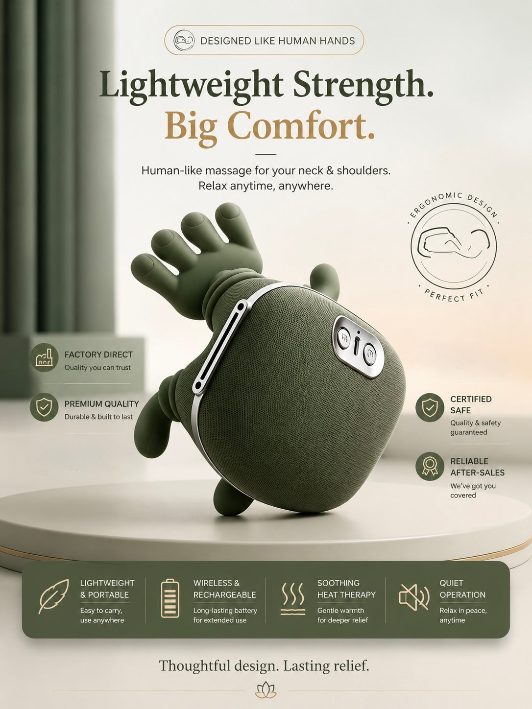TEVARA™ Deep Kneading Massager With Heat | Neck, Back & Muscle Relief