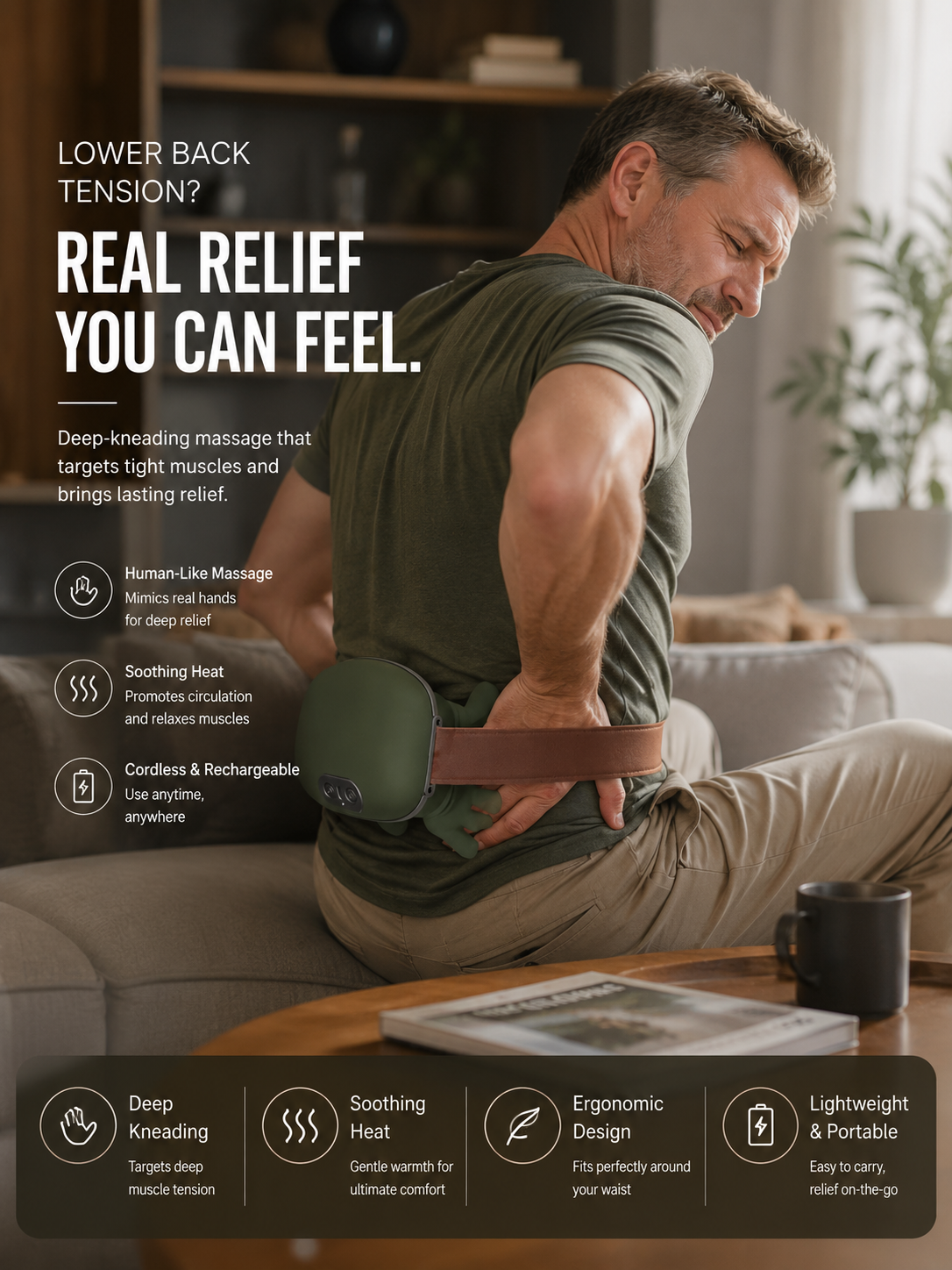 TEVARA™ Deep Kneading Massager With Heat | Neck, Back & Muscle Relief