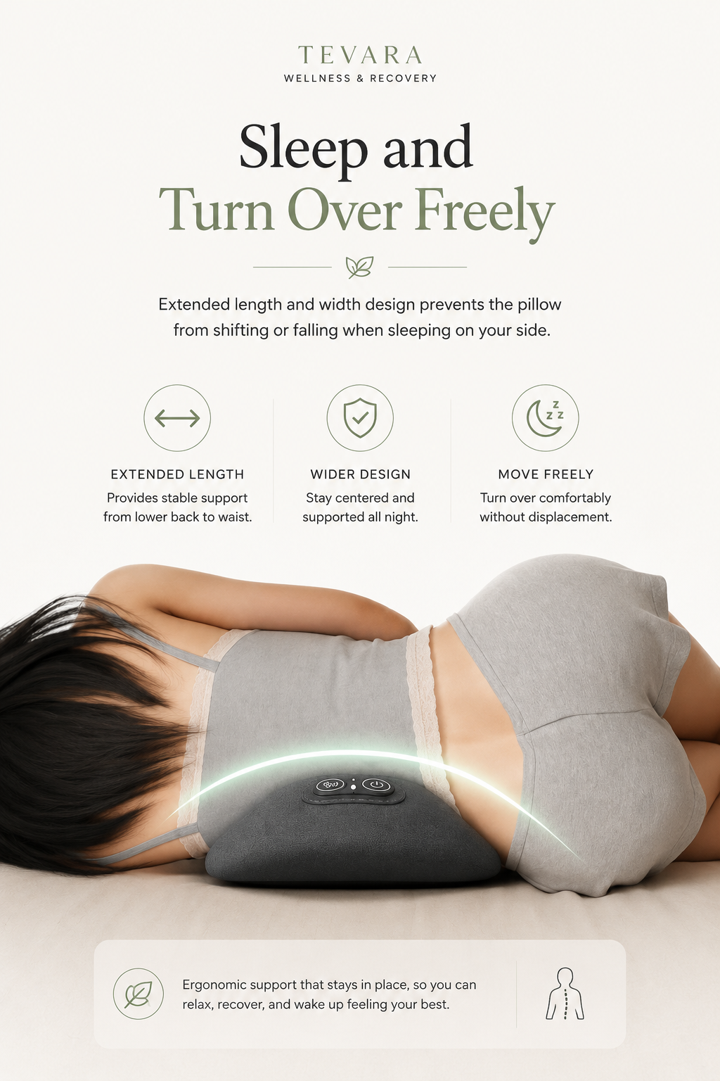 TEVARA™ Lumbar Recovery Pillow | Heated Back Massager & Lower Back Support