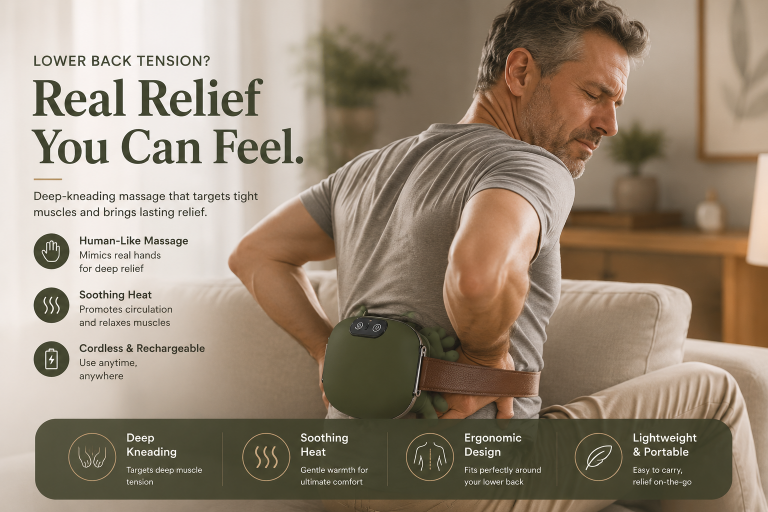 TEVARA™ Deep Kneading Massager With Heat | Neck, Back & Muscle Relief