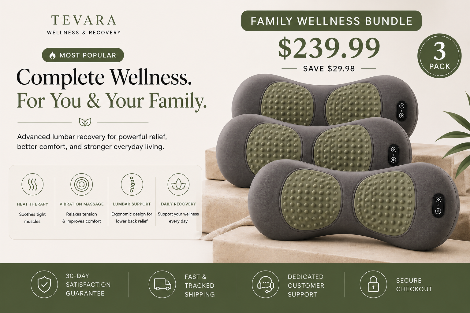 TEVARA Family Wellness Bundle – 3x Lumbar Heat Massager