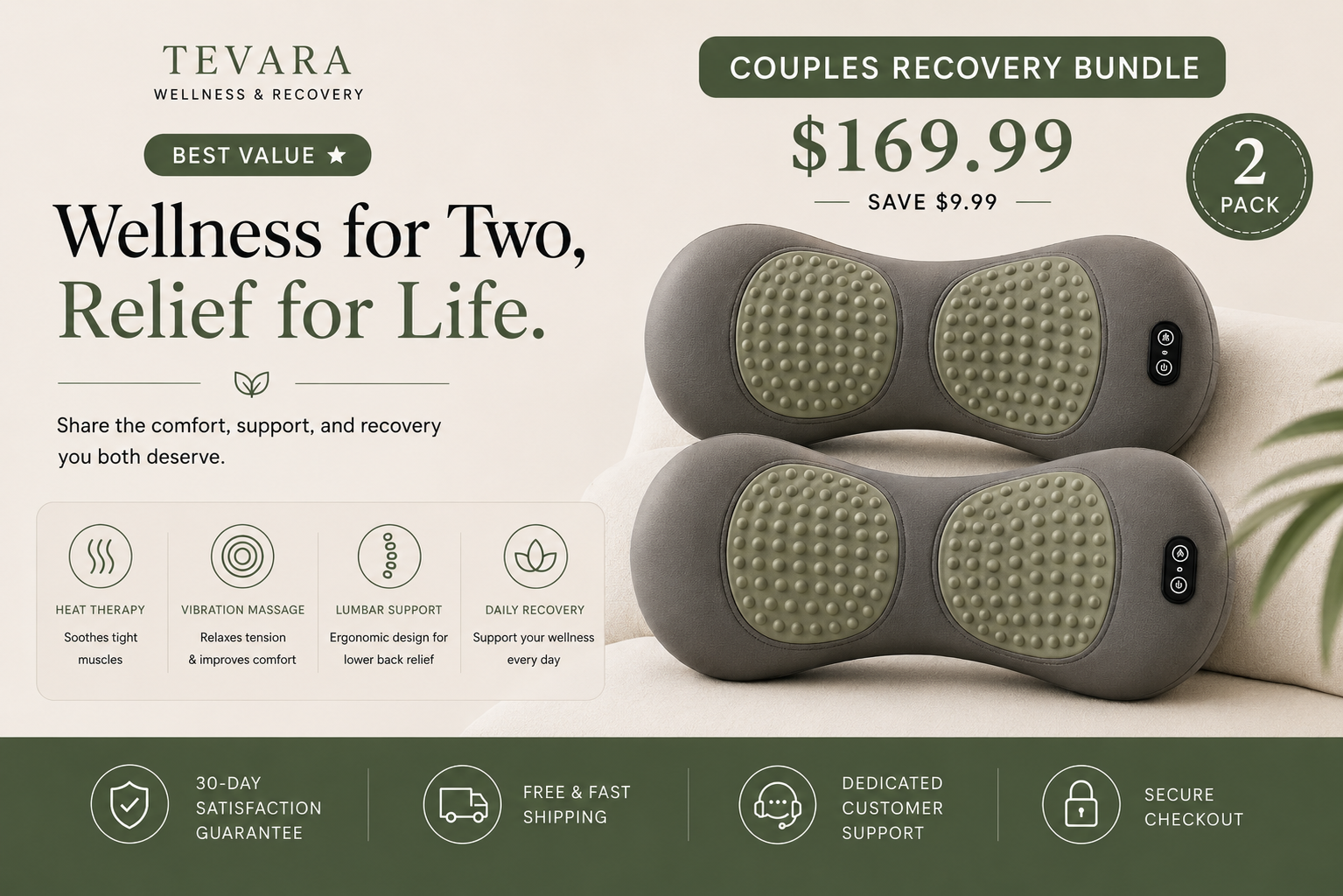 TEVARA Couples Recovery Bundle – 2x Lumbar Heat Massager